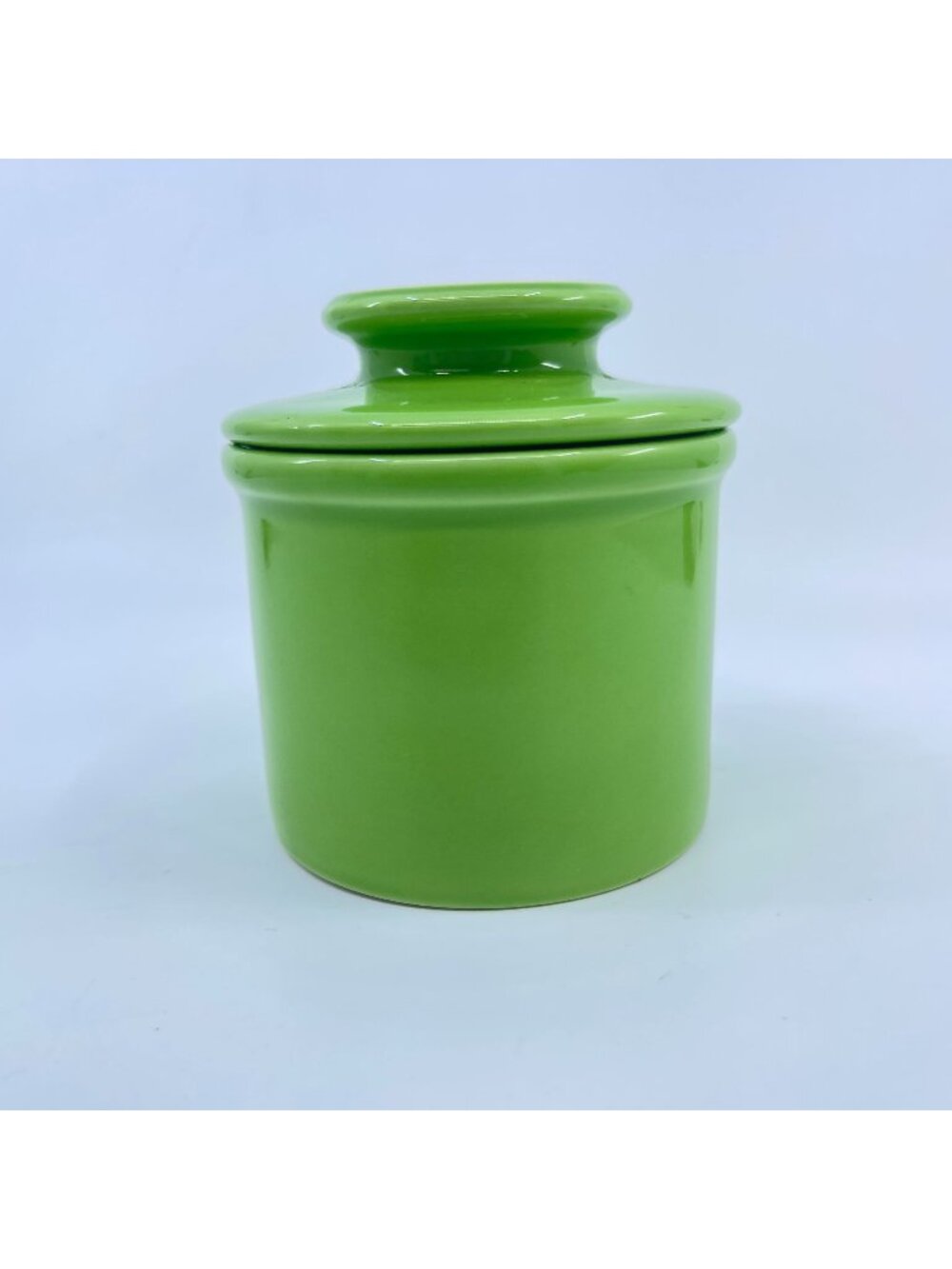 l. tremain butter bell crock apple green ceramic butter keeper vintage style